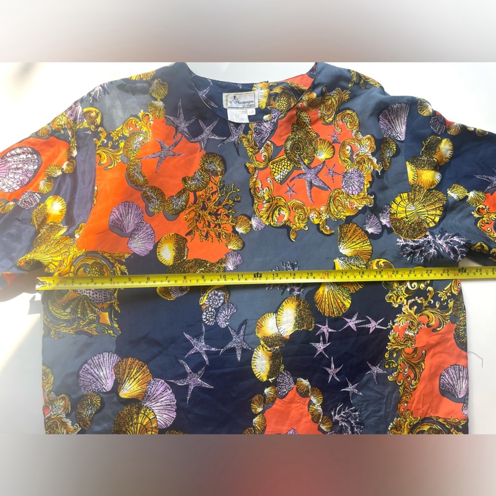 oxygene vintage silk Elegant Multicolor blouse printed Top rare - Picture 5 of 6